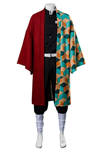 WeizhaonanCos Mens Tomioka Giyuu Cosplay Costume Halloween Anime Haori Kimono Outfit Set