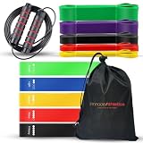Kit Fitness en Casa – 5 Bandas Elásticas + 5 Cintas de Resistencia + Cuerda Saltar Crossfit – Gomas Elásticas, Banda Elástica para Musculación y Gimnasio en Casa