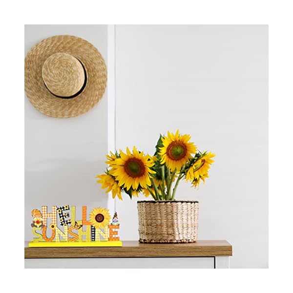   Blulu-4-Pcs-Hello-Spring-Table-Decorations-Spring-Easter-Table-Centerpieces-Hello-Sunshine-Wooden-Signs-Decorations-for-Home-Wooden-Party-Ornament-Farmhouse-Easter-RusticVibrant-Style