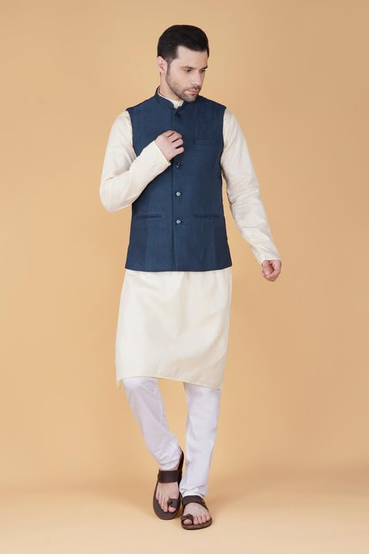 Image of VASTRAA FUSION Men's Traditional Woolen Nehru Jacket Modi Waistcoat