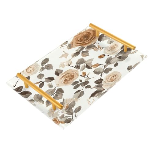 BOESI Graffiti Rose Pattern Tray, Tray with Handles, Countertop Organizer, Decorative