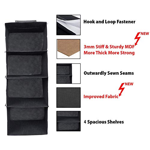 Image of Hanging Organizer (Pink Black, Pack of 2 (4 Shelf))