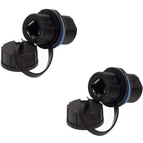PENGLIN 2PCS Adaptateur de câble Ethernet LAN blindé RJ45 étanche Cat5/5e/6 8P8C pour Montage en Panneau avec Capuchon étanche/poussière