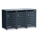 Metzler Mülltonnenbox 3er 240L aus massivem Stahl in Anthrazit | 3 Tonnen | wetterfest Container | Abfallbehälter | Tonnenhaus | abschließbar | Gartenbox | Müllbox