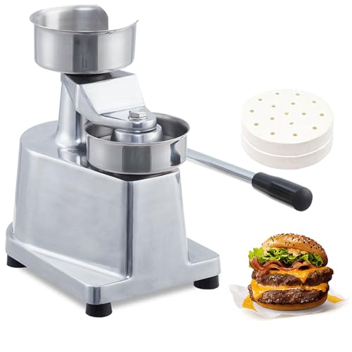 Commercial Burger Patty Maker with 500 Pcs Patty Papers, 4 in Hamburger Beef Patty Maker, Food-Grade Stainless Steel Hamburger Press Burger Machine, B