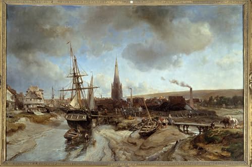 Peinture Jongkind Le Port d'Harfleur pour habiller un mur vide de chambre à coucher