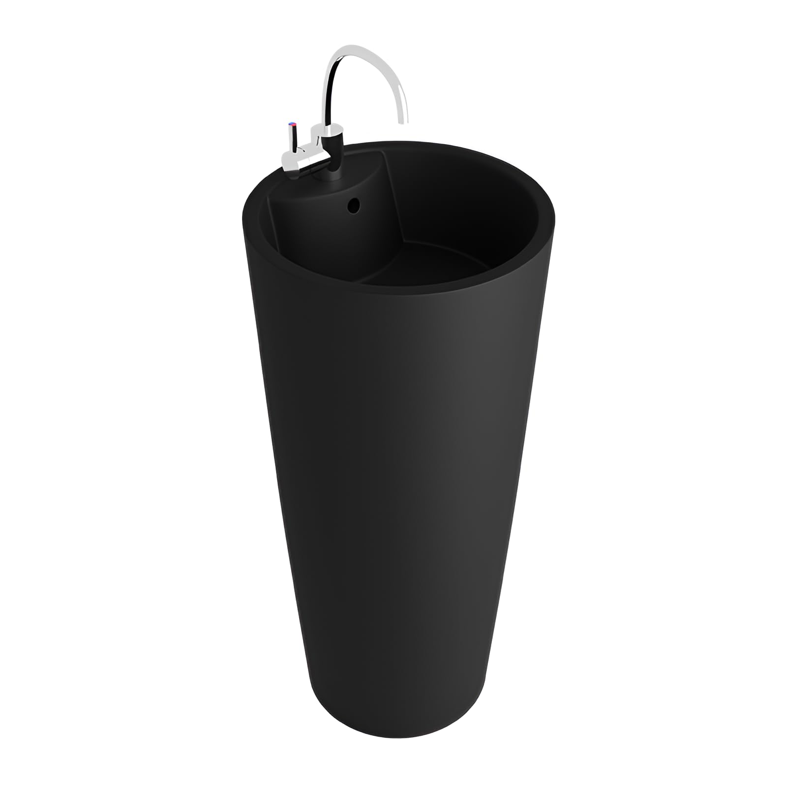 lavita Lavabo de pie Uvas Black | Lavabo redondo con rebosadero y orificio para grifo | de porcelana de alta calidad | lavabo de pie | 83,5 x 40 x 40 cm | negro mate