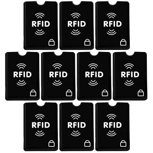 SaiTech IT Set of 10 RFID Blocking Sleeves Best way to Protect your Cards from Electronic Theft, Durable, Lightweight and Compact Design to fit in any Pocket or Purse (Black)
