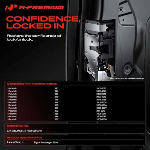 Image of A-Premium Right Passenger Side Door Lock Latch Compatible with 2005-2024 Peterbilt Vehicles - 330 335 337 340 348 365 367 379 382 386 388 389, Replace# R566035001R
