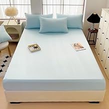 Solid Color Full Fitted Sheet -Soft Microfiber- Fade Resistant Deep Pocket Fitted Sheet - No Pillowcase Light Blue, Full
