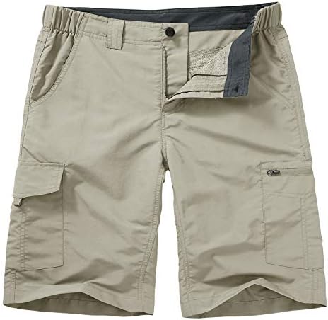 Hiking Shorts for Men Cargo Casual Quick Dry Lightweight Stretch Waist Outdoor Fishing Travel Shorts (6228 Light Apricot, 36)