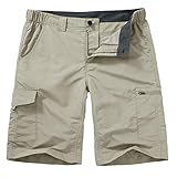 Hiking Shorts for Men Cargo Casual Quick Dry Lightweight Stretch Waist Outdoor Fishing Travel Shorts (6228 Light Apricot, 34)