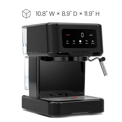 Chefman CraftBrew Espresso Machine, 15-Bar Pump Digital Espresso Maker w/Steam Wand for Latte & Cappuccino, Compact Espresso Coffee Machine w/ 1.5L Removable Water Reservoir - Stainless Black - image 7