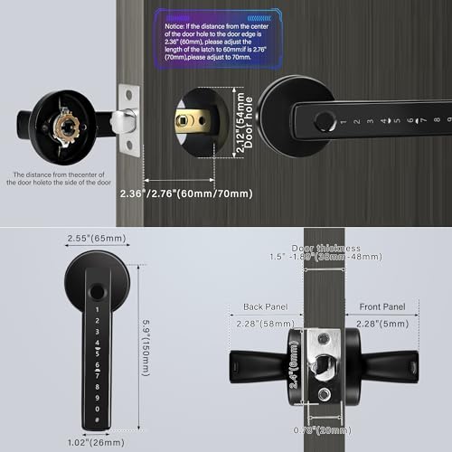 Smart Door Lock, 5-in-1 Smart Lock Fingerprint, Password Bluetooth Smart Locks,Biometric Identification Fingerprint Key Digital NFC, Code Locks for Home, Office, Hotel(APP Smart Management) - Image 6