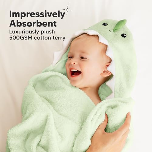 Image of KeaBabies Organic Baby Towel with Hood for Girls, Boys, Soft (Draco)