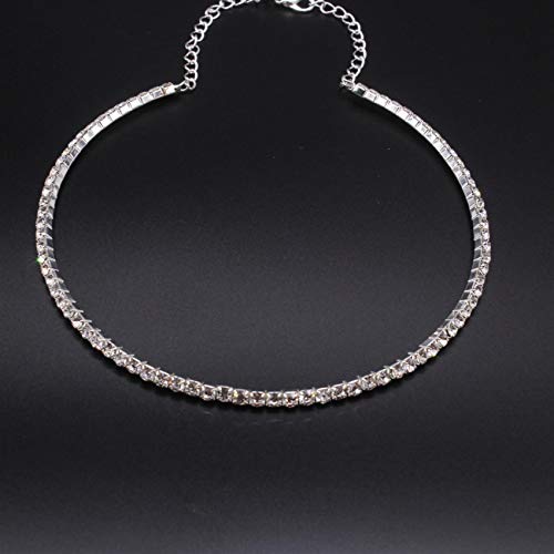 Underleaf Elegant Rhinestone Choker Necklaces Silver Sparkling Choker Crystal Bracelet Rhinestone Necklace for Women Girls