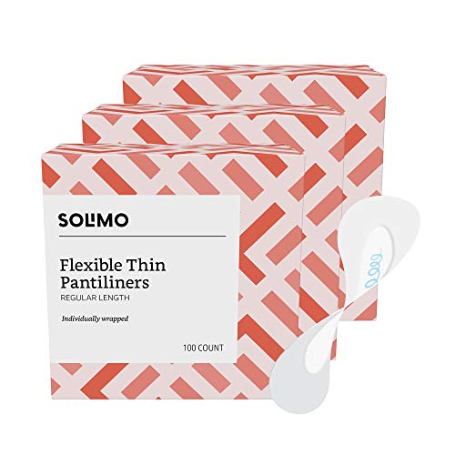 Amazon Brand - Solimo Flexible Thin Pantiliner, Regular Length, 100 Count (Pack of 3)