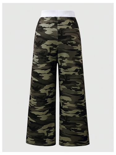 Floerns Girl's Leopard Print Patched Drawstring Waist Wide Leg Y2k Pants2