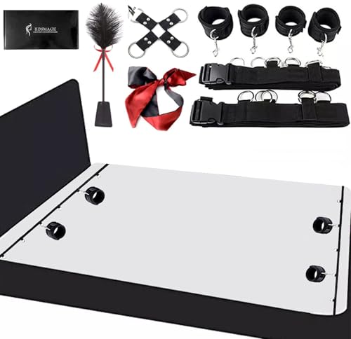 BDSMAGE 9 Pezzi Set Bondage SM, Sex Toys Bondage Kit, Manette per Coppia, Benda, Pagaia in pelle piuma, sexytoysys giochi erotiici coppie, sexy shop per Donna Coppia
