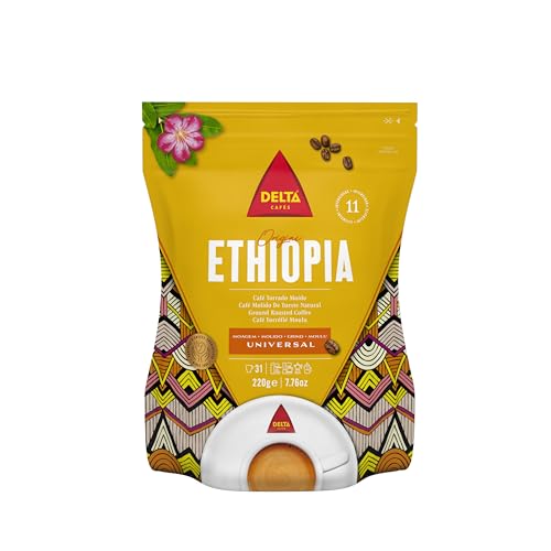 Delta Cafés Origen Ethiopia - Café en Grano - Notas Suaves y Aterciopeladas con Leves Matices Cítricos - 220 g