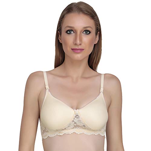 Image of Women Padded Bra - Made of Pure Cotton Full Coverage Non Wired Seamless Pushup Soft Cup for T-Shirt Saree Dress Sports Garment for Daily Use Everyday