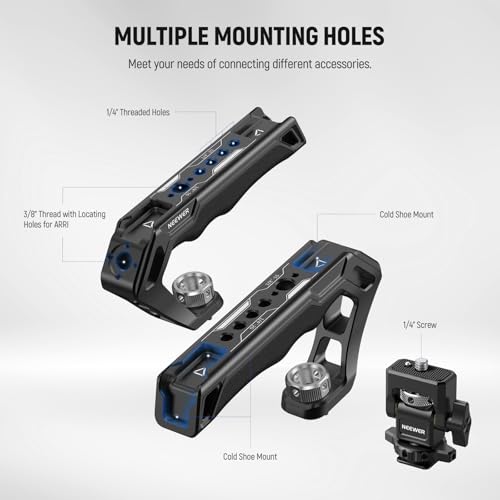 Image of NEEWER CA007+MA006 Top Handle & Monitor Mount Set, Black, Compatible with 5 inch & 7 inch Field Monitor, Camera Cage & Gimbal, 3 /8 inch ARRI Locating + Cold Shoe, 22lb Load Capacity