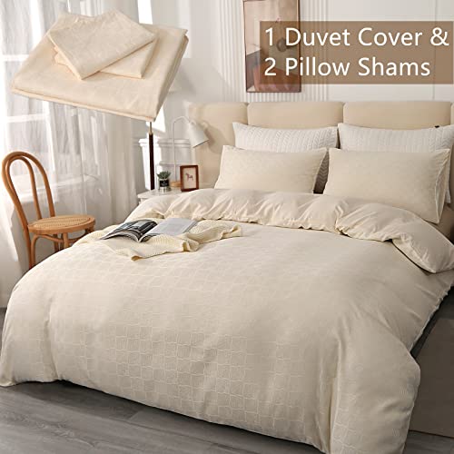Encoft Waffle Duvet Cover King Size - Comforter Cover King Size, 1 Duvet Cover And 2 Pillow Shams, Soft, Breathable And Textured For All Seasons (Cream White, 104X90 Inches) #TOP6