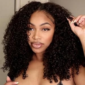 V Part Wig Human Hair 20 inch Kinkycurly Wig Upgrade UPart Human Hair Brazilian Curly V Part 180% Density No Leave Out No Glue