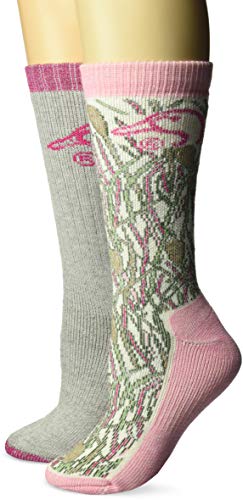 Ducks Unlimited Women's Wool Blend Boot Socks, Pink Camo, Medium