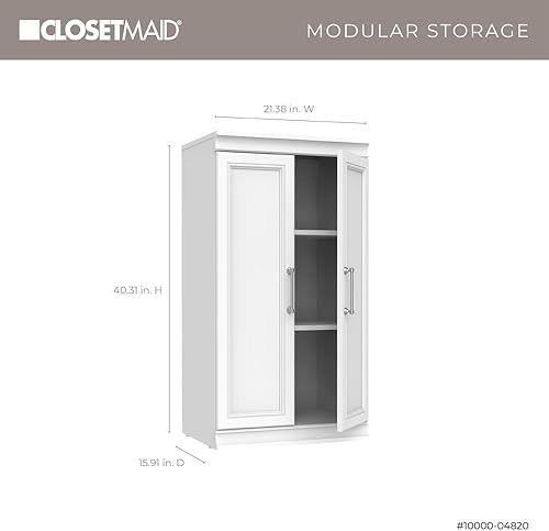 Miniatura 3 de ClosetMaid Armario de almacenamiento modular de 21.38 pulgadas de ancho con 3 estantes con puertas, color blanco