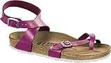 Innensohle:Leder-Decksohle BIRKENSTOCK Yara Graceful Zehengreifer-Sandale mit Orig. Kork-Latex Fußbett, Birko-Flor® Obermaterial in kräfigen Farben, Fleece-Lining, Violett (Magenta Haze), EU 39R,