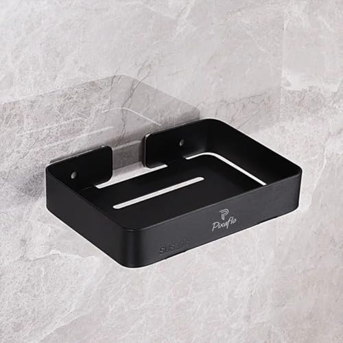 Image of Pixaflo Stainless Steel 304 Grade Bathroom Soap Holder /Soap Stand /Soap Dish | Wall-Mounted | Durable | Anti-Rust | Sleek Black Finish | Bathroom Accessories | Black