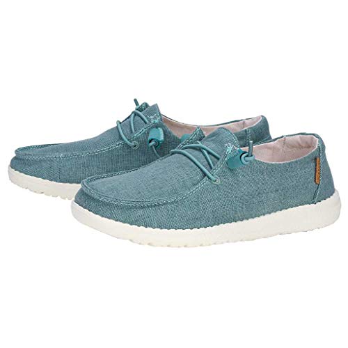 Image of HEYDUDE Women's Wendy Chambray Aqua Size 12 | Women's Shoes | Women's Lace Up Loafers | Comfortable & Light-Weight