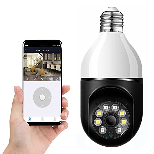 E27 360Â° Security Cameras Wireless Outdoor, 2.4GHz & 5G WiFi Light Bulb Security Camera, 1080p Video Surveillance for Home Security, Indoor Night Vision Cam System, Motion Detection, Two-Way Talk