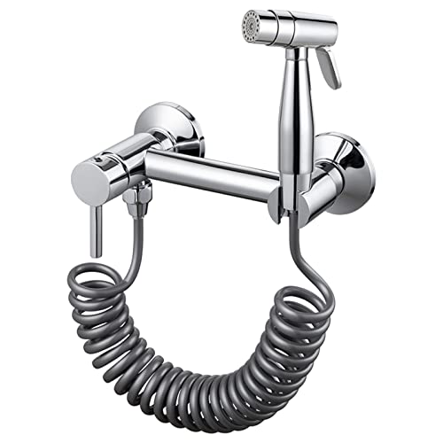 SilteD RajoNN Pulverizador de bidé de Mano para Inodoro Latón Rociador de pañales para Tela de bebé para Agua fría y Caliente Bidé portátil RajoNN con Manguera de bidé para Lavado Femenino, Lavado de