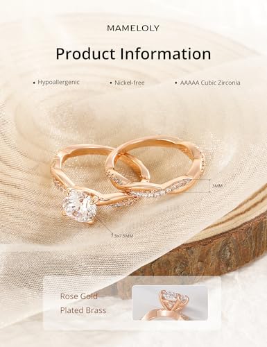 Image of Mameloly 1.5ct Engagement Rings for Women Round Bridal Ring Sets Cubic Zirconia Wedding Band Twisting Infinity Pave Set Size 3-12