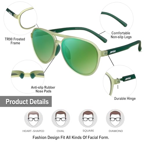 Image of Jefoo Polarized Aviator Sunglasses for Women Men Retro Trendy Sports Sunglasses for Outdoor UV400 Protection