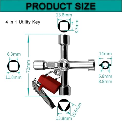 AHEJIOO 7PC Set, Heizungsentlüftungsschlüssel Set, Schaltschrankschlüssel, Dreikantschlüssel, 4Kant Schlüssel, Dreikantschlüssel für Absperrpfosten Wasserhahn Schlüssel, für Wasser Stromzähler Aufzüge
