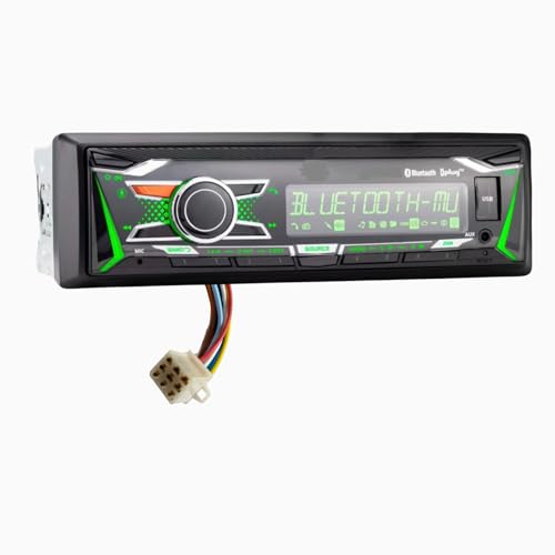 Plug & Play Kubota Tractor Radio AM FM Bluetooth Streaming Colors Changing Display, Single Din, USB, 3.5mm Front Input, AUX, Direct Connect Harness RTV RTX 1100c B2650 X1100C KX