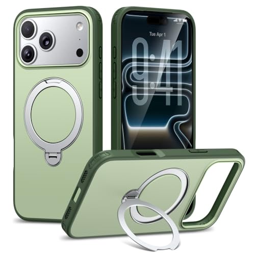 Coque iPhone 13 Pro vert en silicone rigide avec anneau