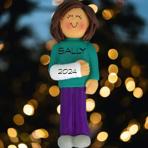 Cast on Arm Female Brown Christmas Tree Ornament