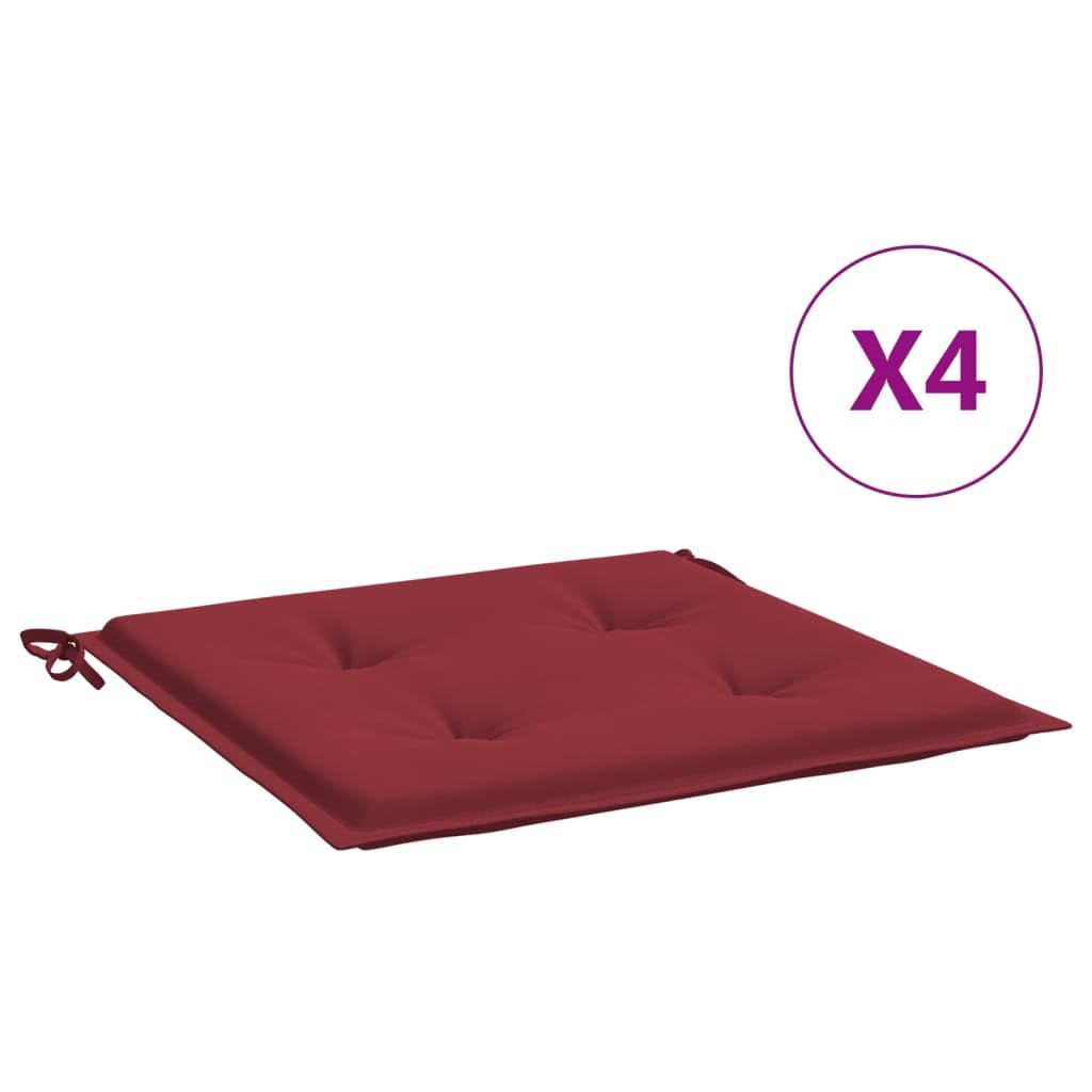 Cojín para silla de jardín, 4 unidades, color rojo vino, 50 x 50 x 4 cm, tela Oxford, resistente al agua, para muebles de exterior e interior, relleno de espuma