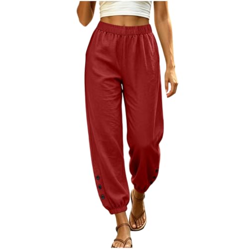 Pantalon large femme à poches et taille élastique pour un confort optimal en mouvement