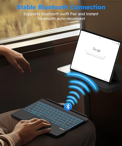 Image of Surface Pro 3 /4 /5 /6 /7 /7+ Keyboard, Ultra-Slim Wireless Bluetooth Surface Keyboard with Palm-Rejection Trackpad, 7-Color Backlit, Sleep /Wake Function, Long Battery Life