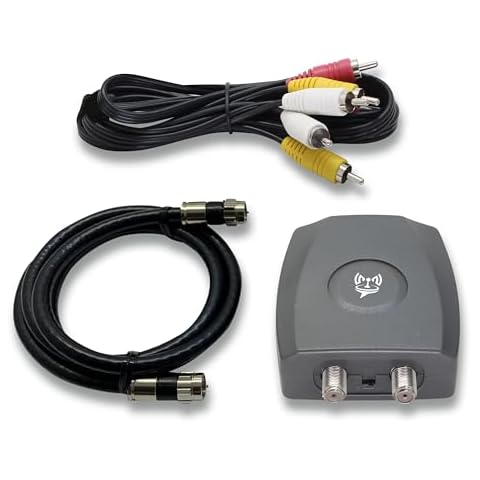 SatelliteSale RF Modulator RCA Composite to RF Coaxial Converter Includes AV RCA Cable and Power Supply Cover