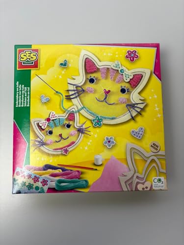 SES Creative 14135 Katze Sticken auf Tüll, Rosa