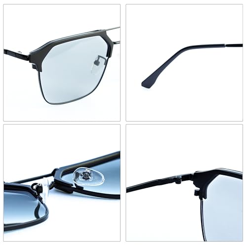 Image of Photochromic Square Sunglasses for Men, Metal Frame, UV Protection, Stylish Everyday Eyewear