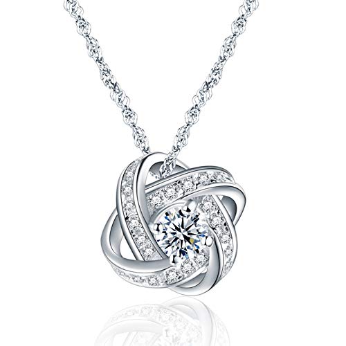 Collier argent 925 femme avec pendentif moulin à vent en fleurs et oxydes de zircone