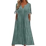 maxi dresses for women uk,Summer Dresses for Women Uk 2025 Causal V-Neck Button Short Sleeve Vacation Floral Dress with Pockets Ladies Maxi Printing Dress Elegant Beach Party Club Dresses Green XXL