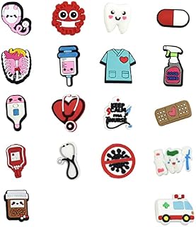 18Pcs Shoe Decoration Croc Charms,Stethoscope Medical Combination Shoe Charms for Clog Shoes Sandals Bracelets Decorations Nursing Shoes Charm for Adults Kids Birthday Gifts Party Favors